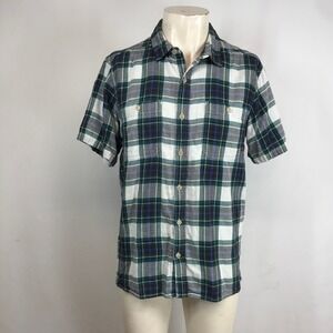 Mountain Hardwear Mens Plaid Short Sleeve Button Up Shirt L G Green Blue White